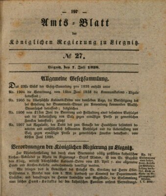 Amts-Blatt der Preußischen Regierung zu Liegnitz Samstag 7. Juli 1838