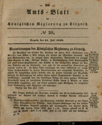 Amts-Blatt der Preußischen Regierung zu Liegnitz Samstag 21. Juli 1838
