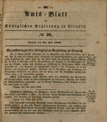 Amts-Blatt der Preußischen Regierung zu Liegnitz Samstag 28. Juli 1838