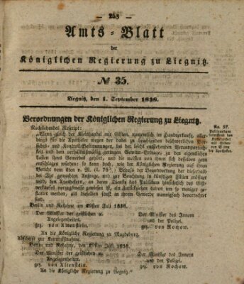 Amts-Blatt der Preußischen Regierung zu Liegnitz Samstag 1. September 1838