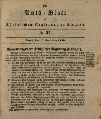 Amts-Blatt der Preußischen Regierung zu Liegnitz Samstag 15. September 1838