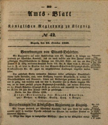 Amts-Blatt der Preußischen Regierung zu Liegnitz Samstag 20. Oktober 1838