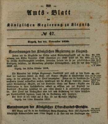 Amts-Blatt der Preußischen Regierung zu Liegnitz Samstag 24. November 1838