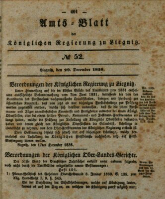 Amts-Blatt der Preußischen Regierung zu Liegnitz Samstag 29. Dezember 1838