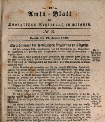 Amts-Blatt der Preußischen Regierung zu Liegnitz Samstag 19. Januar 1839