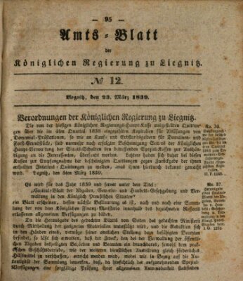 Amts-Blatt der Preußischen Regierung zu Liegnitz Samstag 23. März 1839