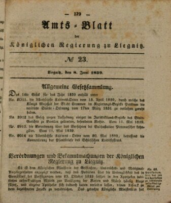 Amts-Blatt der Preußischen Regierung zu Liegnitz Samstag 8. Juni 1839