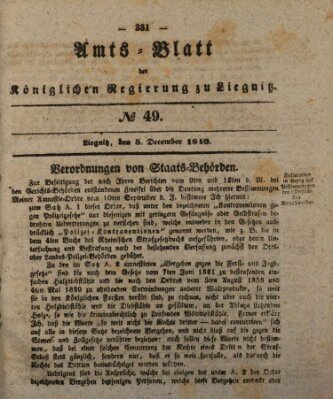 Amts-Blatt der Preußischen Regierung zu Liegnitz Samstag 5. Dezember 1840