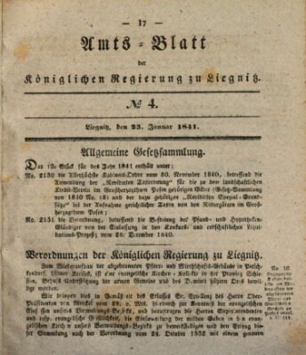 Amts-Blatt der Preußischen Regierung zu Liegnitz Samstag 23. Januar 1841