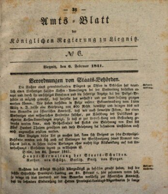 Amts-Blatt der Preußischen Regierung zu Liegnitz Samstag 6. Februar 1841