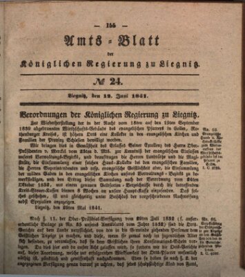 Amts-Blatt der Preußischen Regierung zu Liegnitz Samstag 12. Juni 1841