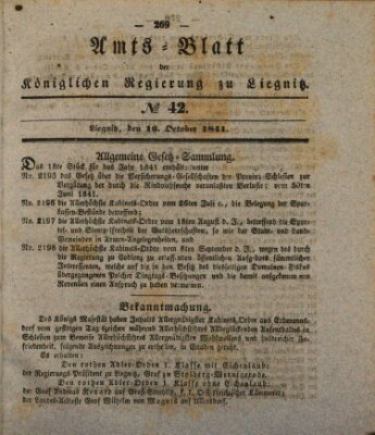 Amts-Blatt der Preußischen Regierung zu Liegnitz Samstag 16. Oktober 1841