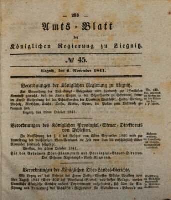 Amts-Blatt der Preußischen Regierung zu Liegnitz Samstag 6. November 1841