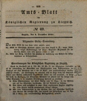 Amts-Blatt der Preußischen Regierung zu Liegnitz Samstag 4. Dezember 1841