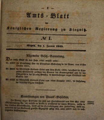 Amts-Blatt der Preußischen Regierung zu Liegnitz Saturday 1. January 1842