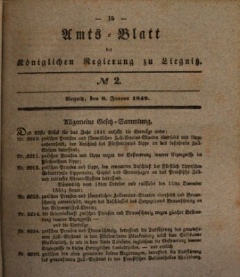 Amts-Blatt der Preußischen Regierung zu Liegnitz Samstag 8. Januar 1842