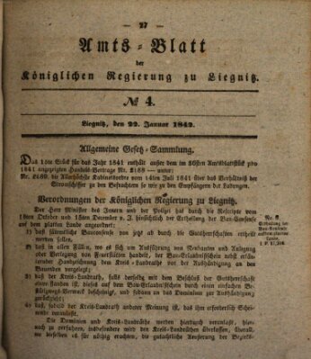 Amts-Blatt der Preußischen Regierung zu Liegnitz Samstag 22. Januar 1842