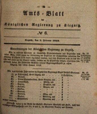 Amts-Blatt der Preußischen Regierung zu Liegnitz Samstag 5. Februar 1842