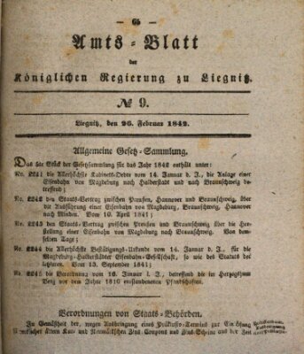 Amts-Blatt der Preußischen Regierung zu Liegnitz Samstag 26. Februar 1842