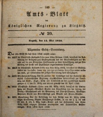 Amts-Blatt der Preußischen Regierung zu Liegnitz Samstag 14. Mai 1842