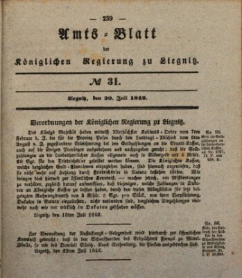 Amts-Blatt der Preußischen Regierung zu Liegnitz Samstag 30. Juli 1842