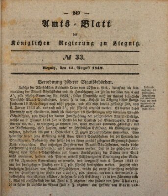 Amts-Blatt der Preußischen Regierung zu Liegnitz Samstag 13. August 1842