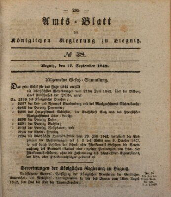 Amts-Blatt der Preußischen Regierung zu Liegnitz Samstag 17. September 1842