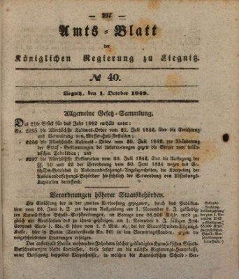 Amts-Blatt der Preußischen Regierung zu Liegnitz Samstag 1. Oktober 1842