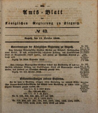 Amts-Blatt der Preußischen Regierung zu Liegnitz Samstag 15. Oktober 1842