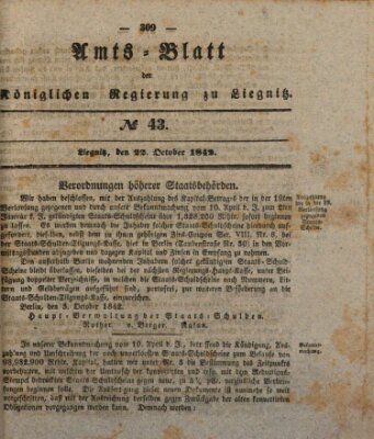 Amts-Blatt der Preußischen Regierung zu Liegnitz Samstag 22. Oktober 1842