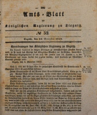 Amts-Blatt der Preußischen Regierung zu Liegnitz Samstag 24. Dezember 1842