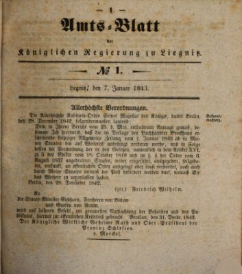 Amts-Blatt der Preußischen Regierung zu Liegnitz Samstag 7. Januar 1843