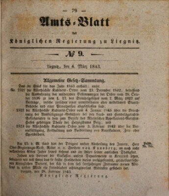 Amts-Blatt der Preußischen Regierung zu Liegnitz Samstag 4. März 1843