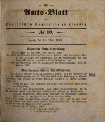 Amts-Blatt der Preußischen Regierung zu Liegnitz Samstag 11. März 1843