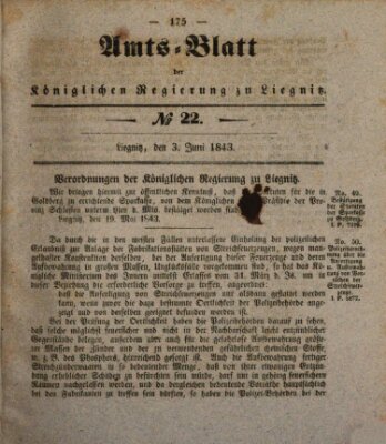 Amts-Blatt der Preußischen Regierung zu Liegnitz Samstag 3. Juni 1843