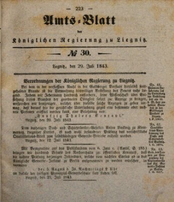 Amts-Blatt der Preußischen Regierung zu Liegnitz Samstag 29. Juli 1843