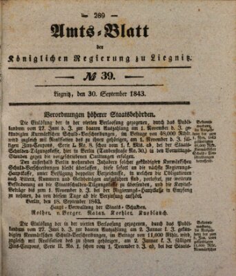 Amts-Blatt der Preußischen Regierung zu Liegnitz Samstag 30. September 1843