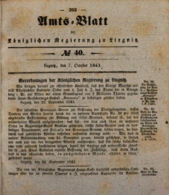 Amts-Blatt der Preußischen Regierung zu Liegnitz Samstag 7. Oktober 1843