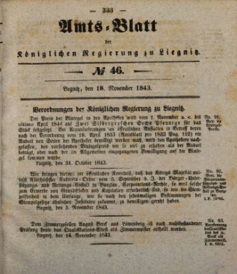 Amts-Blatt der Preußischen Regierung zu Liegnitz Samstag 18. November 1843