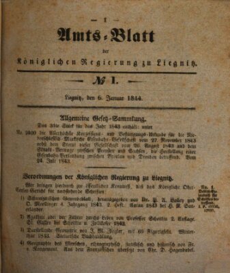 Amts-Blatt der Preußischen Regierung zu Liegnitz Samstag 6. Januar 1844