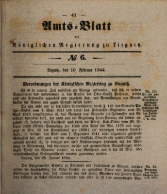 Amts-Blatt der Preußischen Regierung zu Liegnitz Samstag 10. Februar 1844