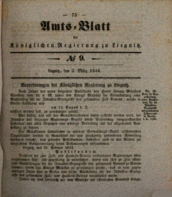 Amts-Blatt der Preußischen Regierung zu Liegnitz Samstag 2. März 1844