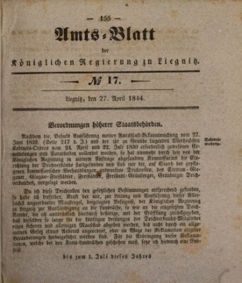 Amts-Blatt der Preußischen Regierung zu Liegnitz Samstag 27. April 1844