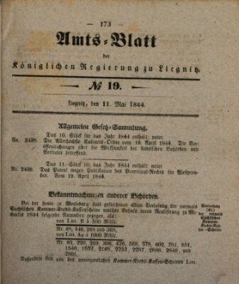 Amts-Blatt der Preußischen Regierung zu Liegnitz Samstag 11. Mai 1844