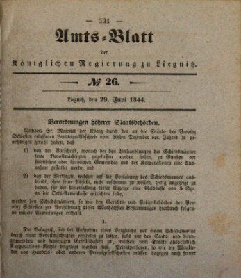 Amts-Blatt der Preußischen Regierung zu Liegnitz Samstag 29. Juni 1844