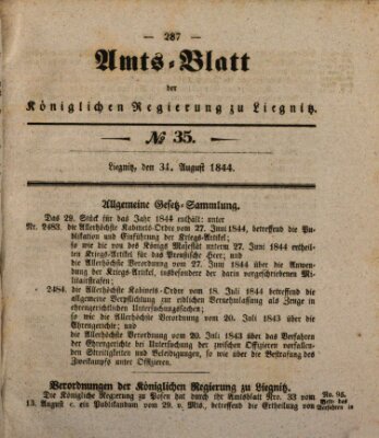 Amts-Blatt der Preußischen Regierung zu Liegnitz Samstag 31. August 1844