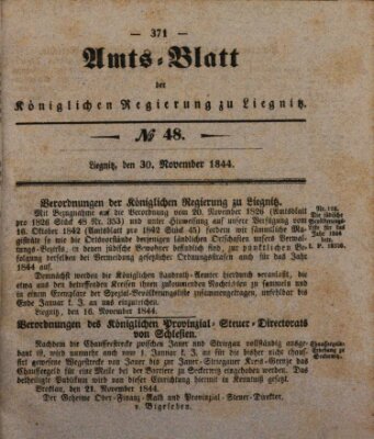 Amts-Blatt der Preußischen Regierung zu Liegnitz Samstag 30. November 1844