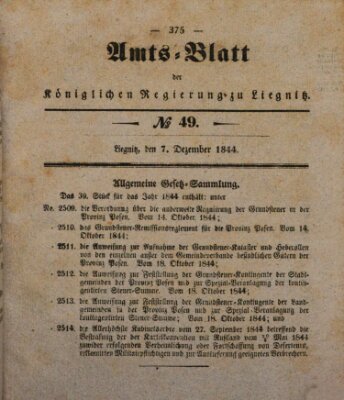 Amts-Blatt der Preußischen Regierung zu Liegnitz Samstag 7. Dezember 1844