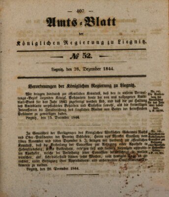 Amts-Blatt der Preußischen Regierung zu Liegnitz Samstag 28. Dezember 1844