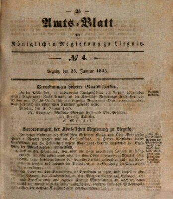 Amts-Blatt der Preußischen Regierung zu Liegnitz Samstag 25. Januar 1845